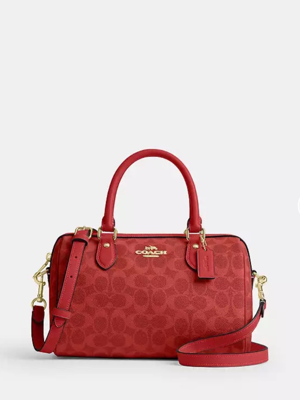 NWT Coach! ♥️ Rowan Satchel Bag
In Signature Canvas ♥️Gold/Crimson✨